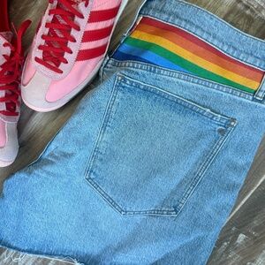 PRIDE Striped Cutoff Denim Shorts | NWT | Madewell | W30